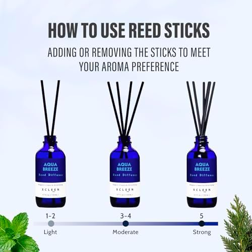 Xcleen Reed Diffuser Set, Aqua Breeze Scented Oil Diffuser with Sticks, Long-Lasting Home Fragrance Reed Diffusers for Bathroom Office Shelf, Room Fresheners 3.7 Oz