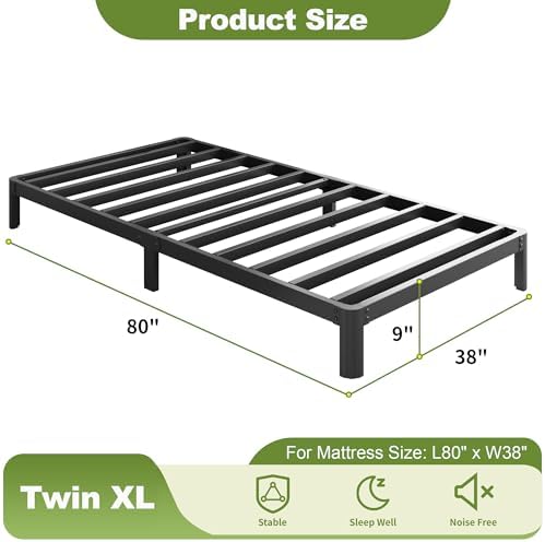 9 Inch Twin XL Bed Frames with Rounded Corner Legs, Heavy Duty