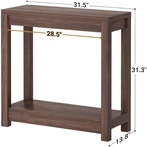 Besiost Small Farmhouse Wood Entryway Table Narrow Console Table with Storage Behind Couch Sofa Table with Shelves Entry Way Tables with Open Storage, Easy Assembly, 32" Black Walnut