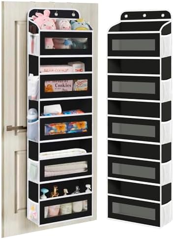 KYEVIS Over The Door Organizer, 5 Shelves Closet Door Hanging Organizer with 10 Mesh Pockets, Nursery Closet Organizer, Baby Essentials, Dorm Room Essentials for Girls
