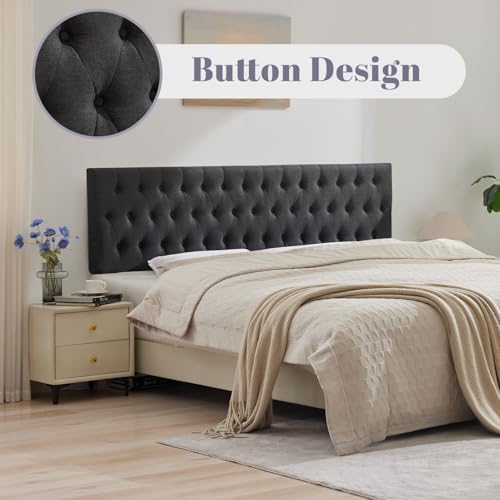 Kingfun Tufted Upholstered Bed Headboard, Dark Grey, Twin Size