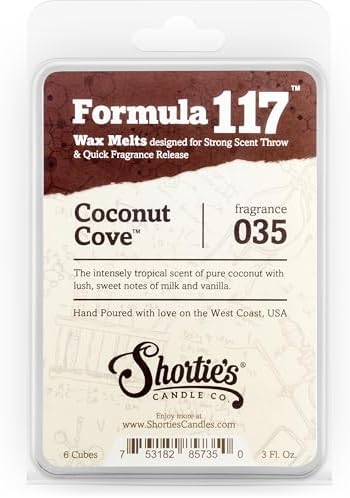 Shortie's Candle Company Coconut Cove™ Premium Wax Melts - 3 Oz., Strong & Long Lasting, Non-Toxic - Made with Essential & Natural Oils - Formula 117