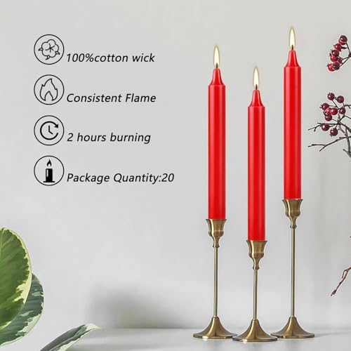 Red Taper Candles, Unscented Spell & Chime Candles, 4 Inch, 100% Cotton Wick, 2-Hour Burn Time, 40 Pack