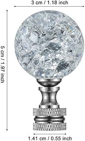 Crystal Lamp Finials with Crackle Ball Design and Silver Lamp Screw Knob Base, Lamp Topper Decorative for Table and Floor Lamp Shade Top (Silver)