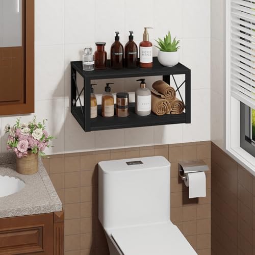 Homode Floating Nightstand, 2 Tier Wall Mounted Nightstand with Cable Hole