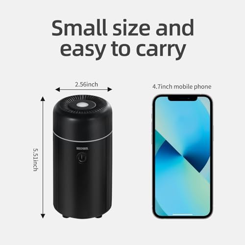 SEEDSEEL Car Aromatherapy Diffusers for Essential Oils，Mini USB Air Scent Small Humidifier with 7-LED Color Changing for Car Room Home Office Bedroom