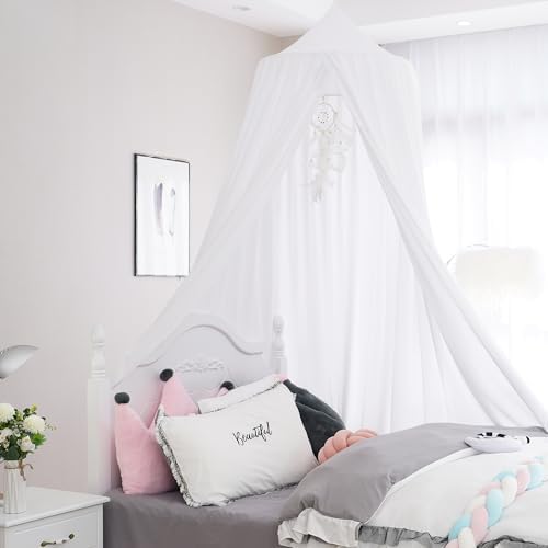 Extra Large Kids Bed Canopy for Girls Boys Bedroom Decor, Crib Nursery Hanging Light Blocking Reading Nook (Pure White)