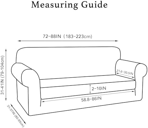 Turquoize Stretch Sofa Slipcover 2 Pieces Sofa Cover Couch Cover for 3 Cushion Couch Washable Furniture Protector Covers with Elastic Bottom Feature Thick Jacquard Fabric (Sofa, Rust)