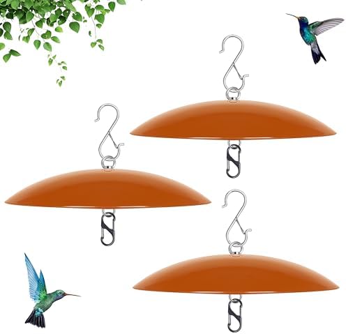 13" Hummingbird Feeder Shade Cover,Bird Feeder Dome Rain Cover,Smart Bird Feeders Umbrella,Squirrel Proof for Shepherd's Hook Outdoors(Terracotta), 3 Pack