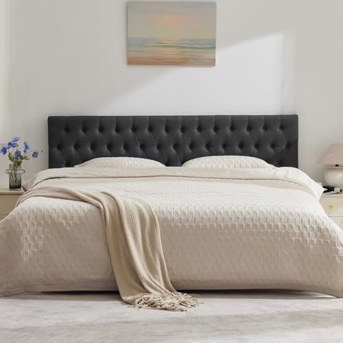 Kingfun Tufted Upholstered Bed Headboard, Dark Grey, Twin Size
