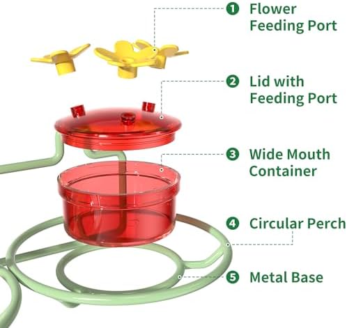 Dreamdrawer Window Hummingbird Feeder, Small Hummingbird Feeder for Outdoors with Strong Suction Cup - Metal Base & 6 Feeding Ports, Easy to Clean and Refill