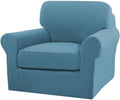 Turquoize 2 Piece Chair Covers Armchair Slipcovers for Living Room Armchair Sofa Cover with Individual Cushion Covers Feature Jacquard Fabric (Chair, Storm Blue)