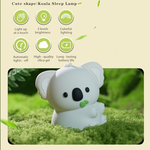 Cute Koala Night Light, LED Squishy Night Lamp, 7 Colors Dimmable Timer Nursery Nightlight for Kids, Rechargeable Touch Lamp, Dorm Decor, Kids Funny Gifts(Koala)