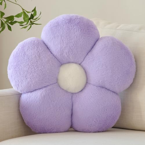 Zlgkjk Flower Pillows, Decorative Throw Pillow with Soft Plush for Couch Bed, Cute Daisy Pillow Cushion Home Decor Floral Throw Pillow (Lavender Purple, 19.6 Inches)