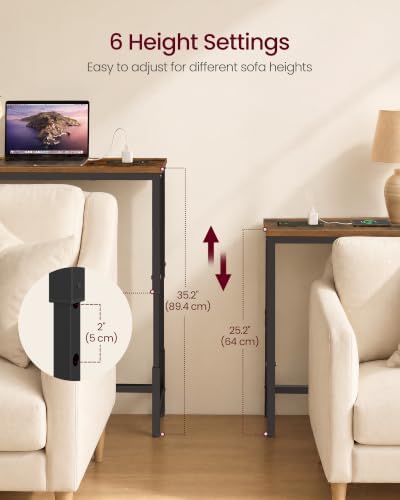 VASAGLE 106.3"Console Table, 25.2-35.2"Height Adjustable, with Power Outlet