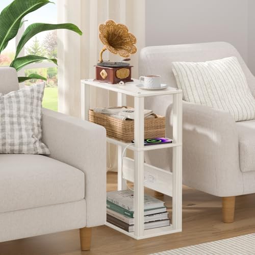 YUFAM 3-Tier Narrow Bedside Table Set 2 for Small Spaces, Skinny Nightstand