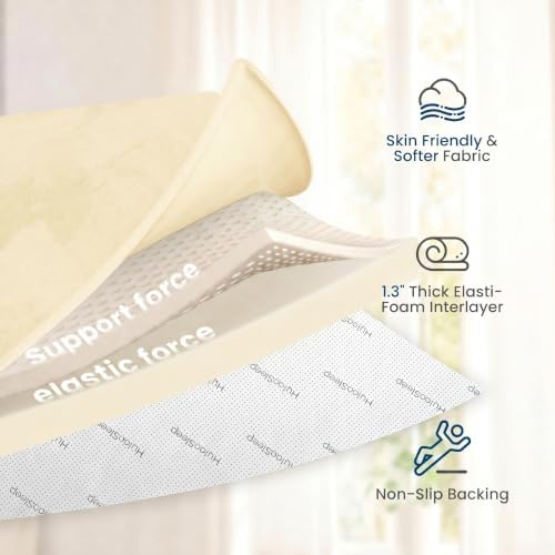 Huloo Sleep Baby Play Mat for Floor,1.3" Thick Elasti-Foam 50"×50" Playpen Mat for Tummy Time,Water Repellent Soft Coral Velvet for Toddler,Infant,Kids,Non-Slip Backing Safe for Crawling(Vanilla)