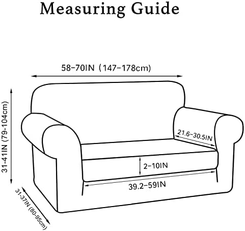 Turquoize Stretch Sofa Slipcover 2 Pieces Sofa Cover Couch Cover for 2 Cushion Couch Washable Furniture Protector Covers with Elastic Bottom Feature Thick Jacquard Fabric (Loveseat, Brown)