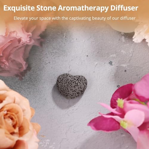 10 PCS Rock Essential Oil Diffusers, Heart Shape Lava Rock Stone Diffuser, Black Lava Rock Diffuser, Pocket Stone Diffuser for Home, Offices, Cars, Yoga, Sauna, SPA