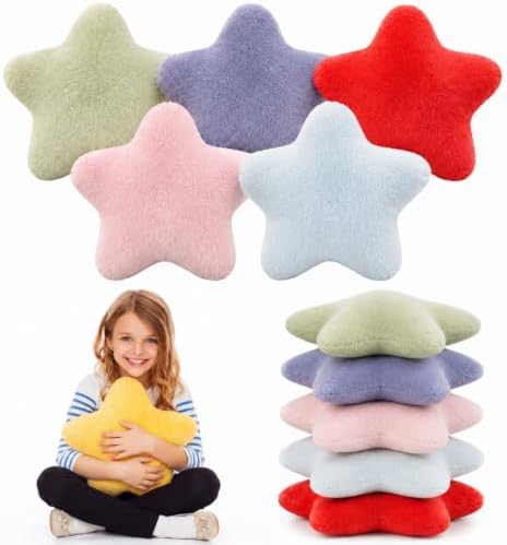 Soaoo 5 Pcs Star Fluffy Pillow Star Shape Pillow, Morandi Collection