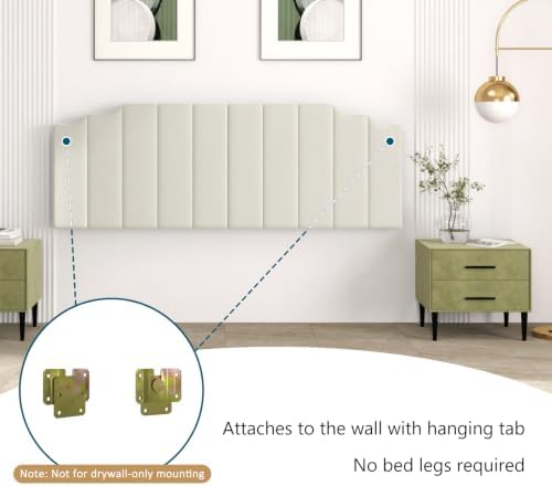 Befurtori King Size Headboard Only, Velvet Wall Mount Headboard, Cream