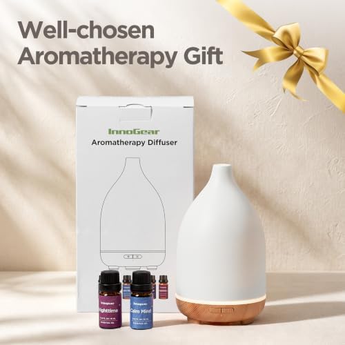 InnoGear 150ml Ceramic Diffuser for Home & 6 Essential Oils Scent Gift Set
