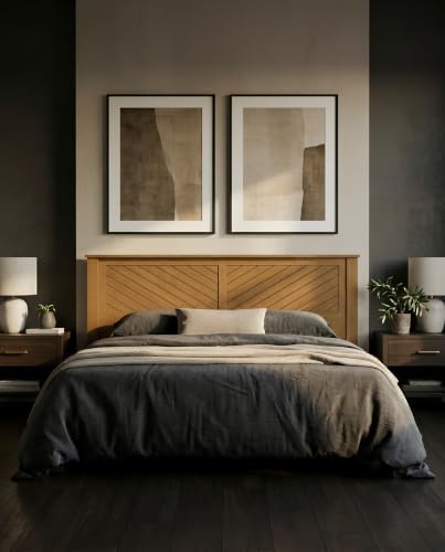 ComfIQ Serene Wood Panel Headboard with Chevron Scoring, King, Pine