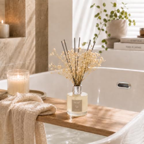 Airkeep Reed Diffuser Set,3.38 fl oz (100 ml) - Clean Linen Oil Diffusers with 8 Reed Sticks,Home Fragrance Reed Diffuser for Bathroom Shelf Decor