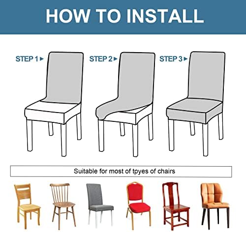 Waterproof Dining Room Chair Covers Set of 6 Slipcovers for Parson Chairs