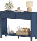 FATORRI Console Entryway Table with 2 Wood Fluted Drawers, 39.37" Blue