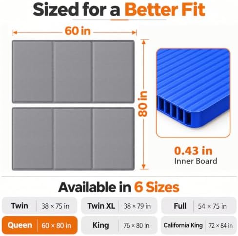 TigeJoy Heavy Duty Bunkie Board Queen Size 60''x80'', Non-Slip Bed Support