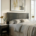 ComfIQ Serene Wood Panel Headboard with Horizontal Scoring, Queen, Black