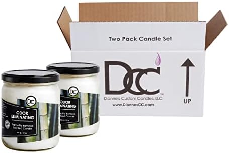 Bamboo Two Pack Odor Eliminating Highly Fragranced Candles - Eliminates 95% of Pet, Smoke, Food, and Other Smells Quickly - Up to 80 Hour Burn time - 12 Ounce Premium Soy Blend