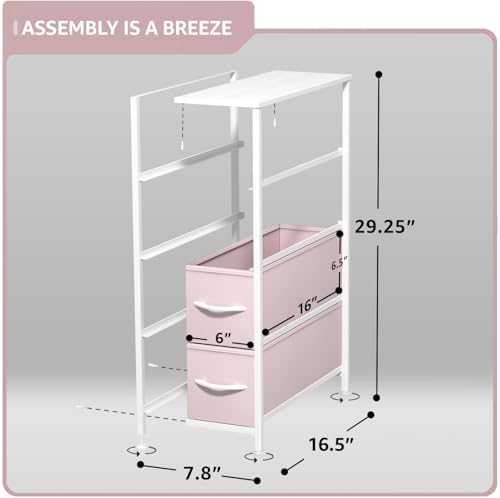 Sorbus 4-Drawer Narrow Dresser for Bedroom (Pink)