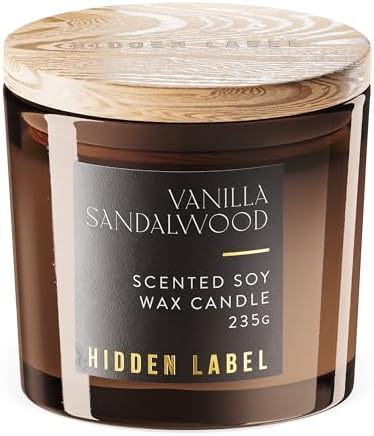 Hidden Label Vanilla Sandalwood Soy Candle, 8.3 oz 2-Wick