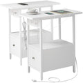 LIDYUK End Table with Charging Station, Narrow Side Table with Drawer