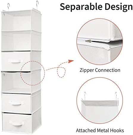 GRANNY SAYS Hanging Closet Organizer with 3 Drawers & 6 Shelves, White