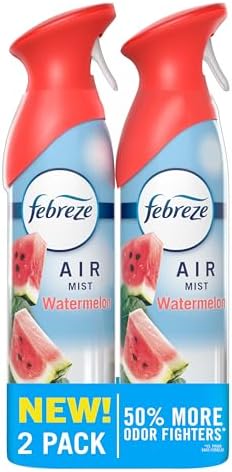 Febreze Air Mist, Air Freshener Spray, Odor Fighting Room Spray, Deodorizer for Home Bathroom Kitchen Office Apartment Dorm Room Classroom, Watermelon Scent, 8.1oz (Pack of 2)
