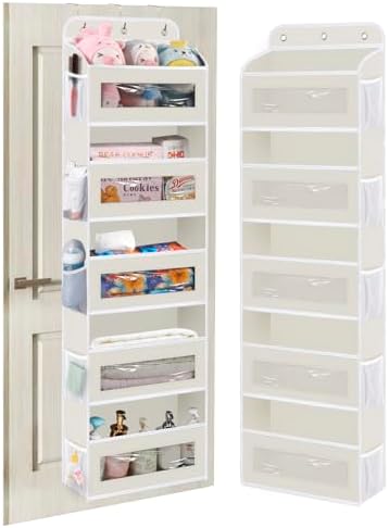 KYEVIS Over The Door Organizer, 5 Shelves Closet Door Hanging Organizer with 10 Mesh Pockets, Nursery Closet Organizer, Baby Essentials, Dorm Room Essentials for Girls