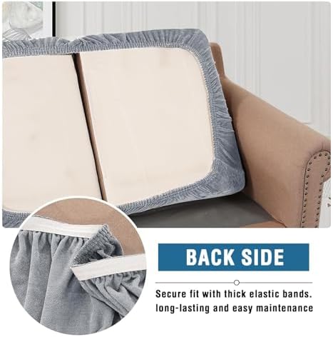 H.VERSAILTEX Chenille Sofa Covers for 2 Cushion Couch Stretch Cushion Cover Thick Soft Sofa Slipcovers All Seasons Universal Sofa Covers Washable(2 Seater Loveseat Cushion Cover,Bluish Grey)