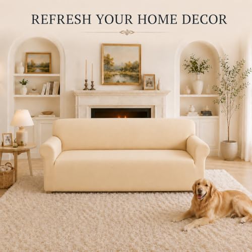 Sofa Cover Stretch Soft Washable with Non-Slip Foam Elastic Bottom