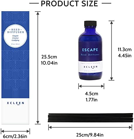 Xcleen Reed Diffusers Set, 3.7 Oz Scent Diffuser, 6 Reed Diffuser Sticks, Home Fragrance Hyacinth, Peony & Citrus, Aromatherapy Oil Diffuser Reeds, More Masculine Scent, Bathroom & Office Decor 110ml