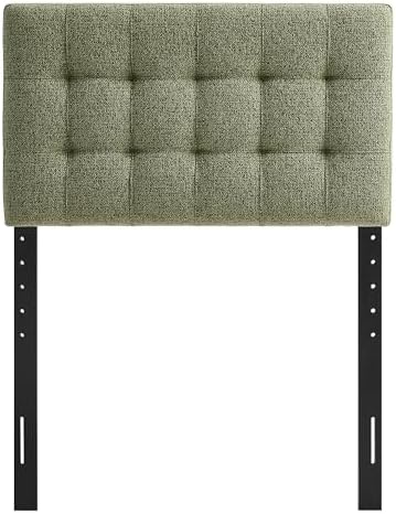 Modway Lily Twin Size Headboard with Biscuit Tufting in Leaf - Fabric Upholstery with Padded Design and 5 Height-Adjustable Mounts