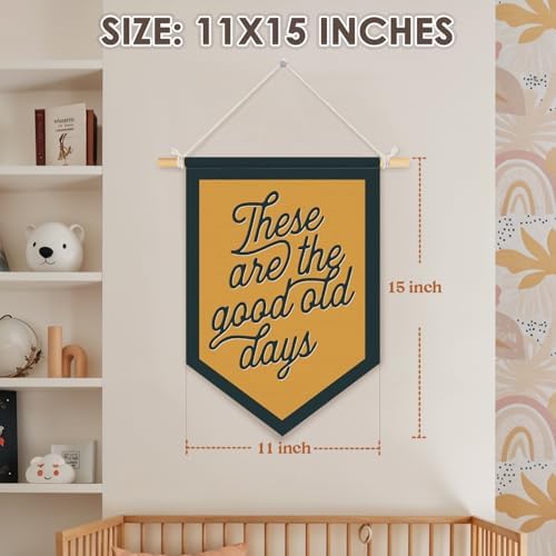 Wheatwin These Are The Good Old Days Sign, Vintage Wall Decor Pennant Flag, Motivational Positive Wall Decor for Kids Nursery Bedroom Playroom Home Office 15x11 Inch