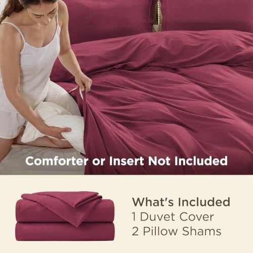 Bedsure Oversized King Duvet Cover, Soft Double Brushed Bedding, Dark Red
