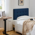 Linen Stitched Tufted Twin Headboard, Adjustable Height 37.2-46 in, Blue