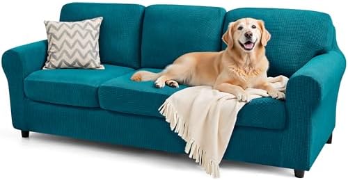 SUBRTEX 7 Pieces Stretch Sofa Slipcover Sets Couch Cover Sets Backrest Cushion Covers Furniture Protector Collection Set for Oversize Sofa Loveseat Chair Slip Covers(Large, Teal)