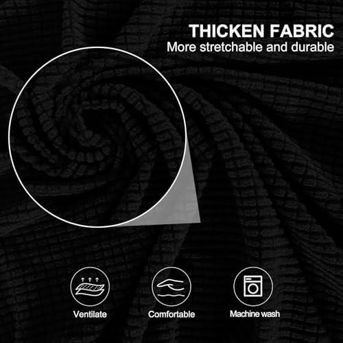 2 Pieces Stretch Chair Cover For Sofa Slipcover, 1 Seat, Black