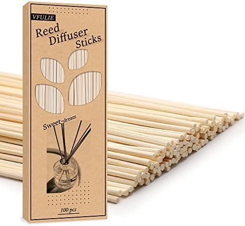 VFULIE 100PCS Reed Diffuser Sticks, Refill Replacement for Aroma Fragranc (100, Primary Color)