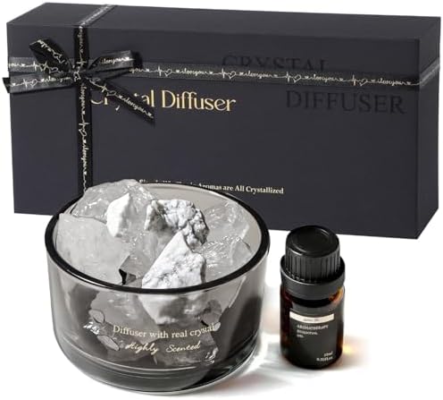 Crystal Stone Aroma Diffuser with Essential Oils for Home, Bathroom, Office, Home Decor & Fragrance 2 in 1, Chic Aromatherapy Gift Set